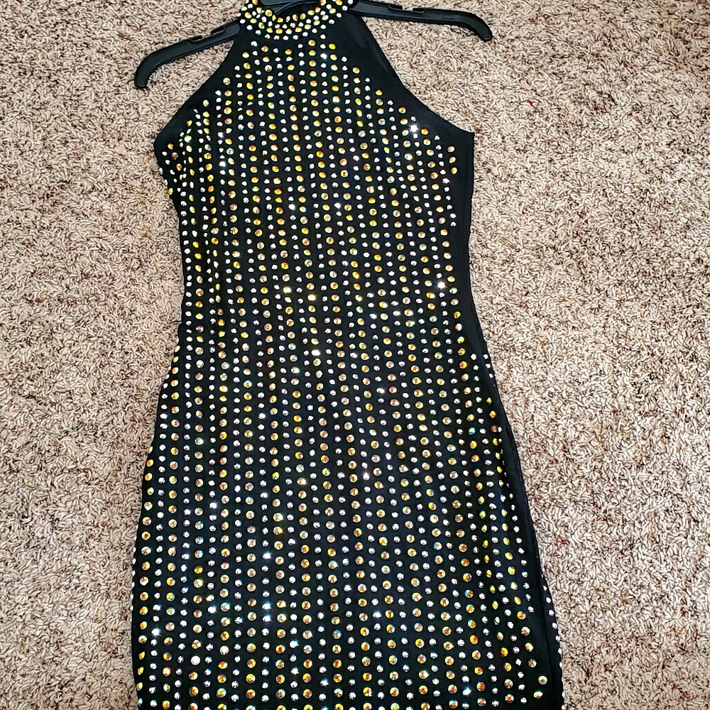 Studded Stretch Mini Dress
